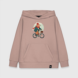 Толстовка детская хлопковая Медвежонок на велосипеде, цвет: пыльно-розовый