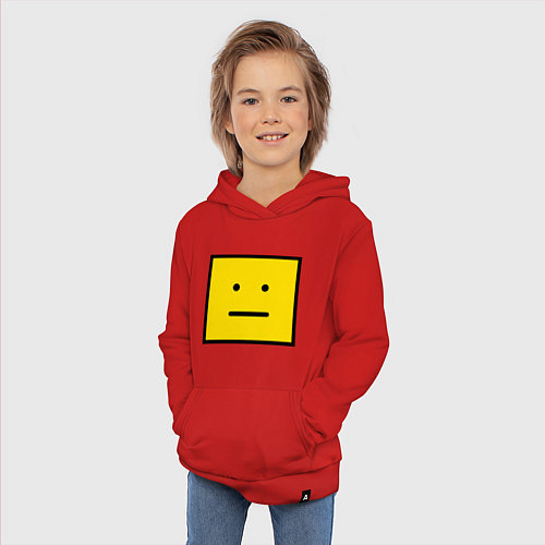 Детская толстовка-худи Квадратный смайлик / Красный – фото 3