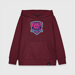 Толстовка детская хлопковая Баскетбольная командная лига, цвет: меланж-бордовый
