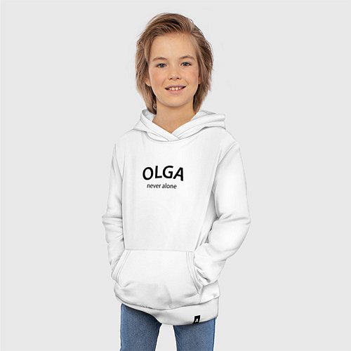 Детская толстовка-худи Olga never alone - motto / Белый – фото 3