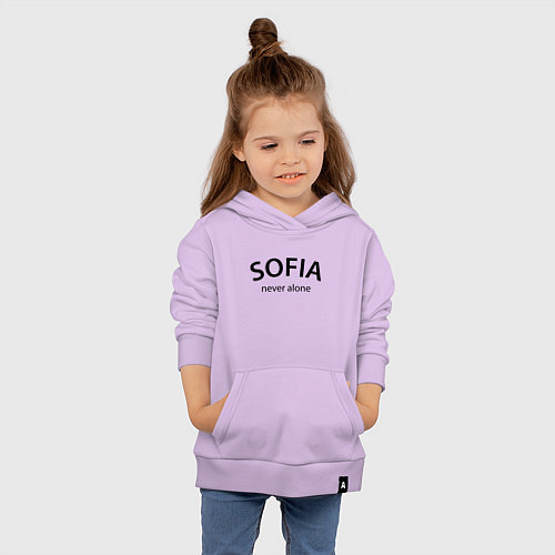 Детская толстовка-худи Sofia never alone - motto / Лаванда – фото 4