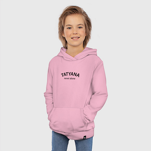 Детская толстовка-худи Tatyana never alone - motto / Светло-розовый – фото 3
