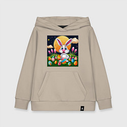 Толстовка детская хлопковая Ушастик и луна, цвет: миндальный