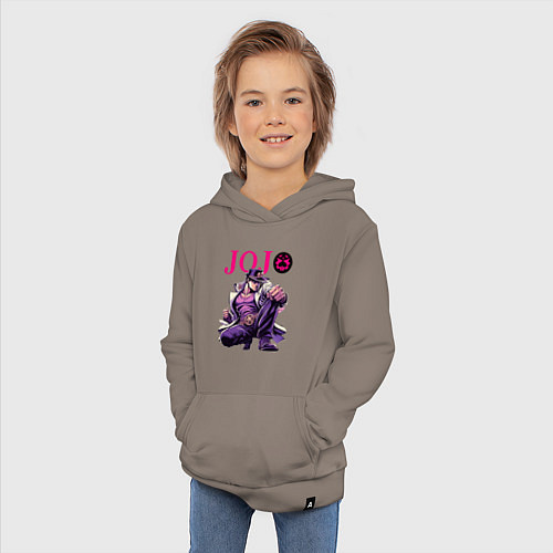Детская толстовка-худи Джотаро Куджо - нейросеть / Утренний латте – фото 3