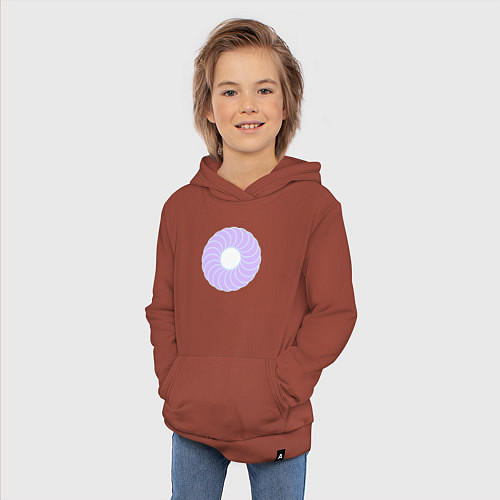 Детская толстовка-худи Наслоение окружностей по кругу / Кирпичный – фото 3