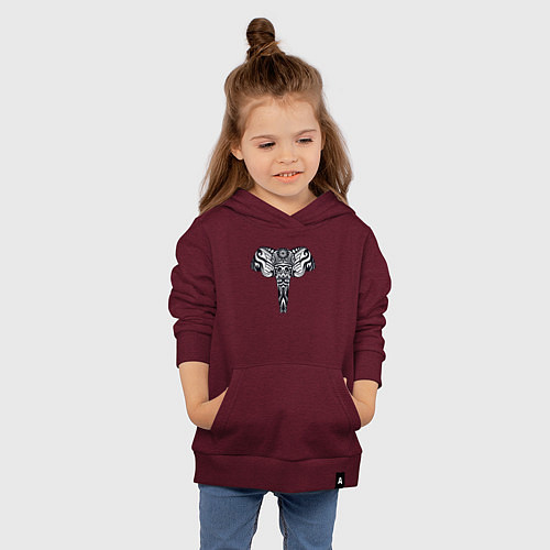 Детская толстовка-худи Ethnic elephant / Меланж-бордовый – фото 4