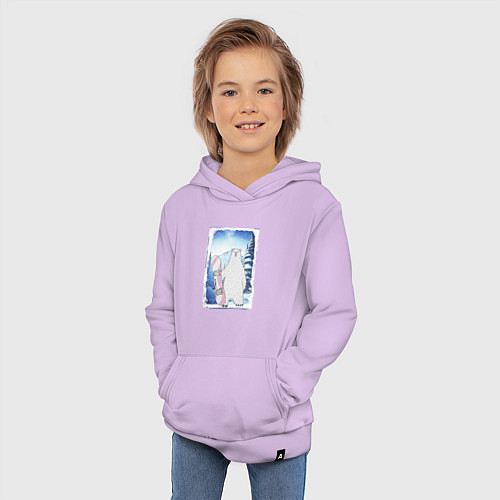 Детская толстовка-худи Медвежий сноуборд / Лаванда – фото 3