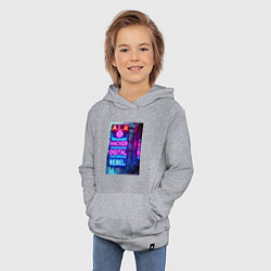 Толстовка детская хлопковая Ai hacker digital rebel - neon glow, цвет: меланж — фото 2