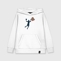 Толстовка детская хлопковая Игрок в баскетбол basketball, цвет: белый