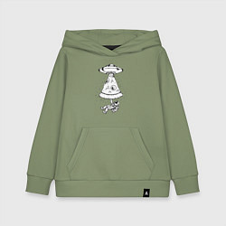 Толстовка детская хлопковая Космонавт и пицца, цвет: авокадо