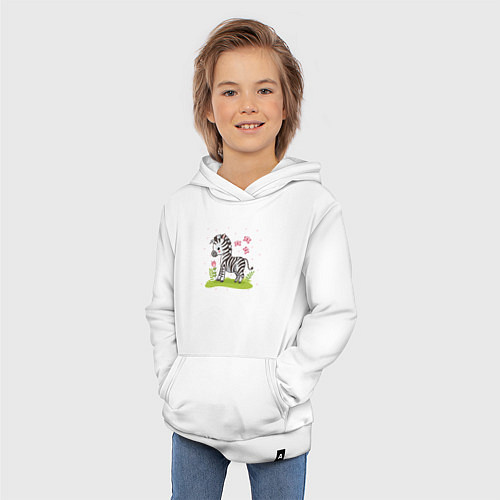 Детская толстовка-худи Зебра и бабочки / Белый – фото 3