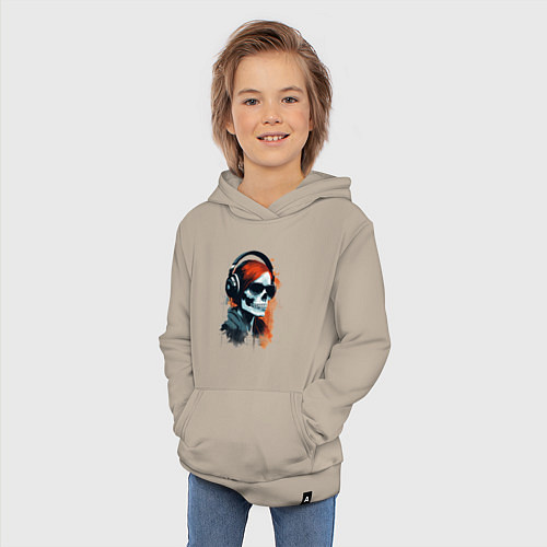 Детская толстовка-худи Grunge redhead girl skull / Миндальный – фото 3