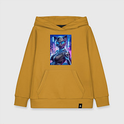 Толстовка детская хлопковая Cyber panter - ai art fantasy, цвет: горчичный