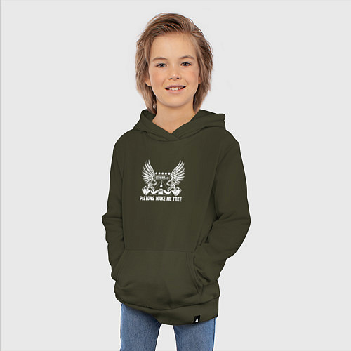 Детская толстовка-худи Pistons make me free / Хаки – фото 3