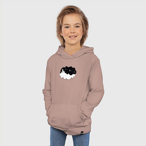 Детская толстовка-худи Космическая девушка на облаке / Пыльно-розовый – фото 3