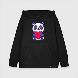 Толстовка детская хлопковая Панда и сердечко, цвет: черный