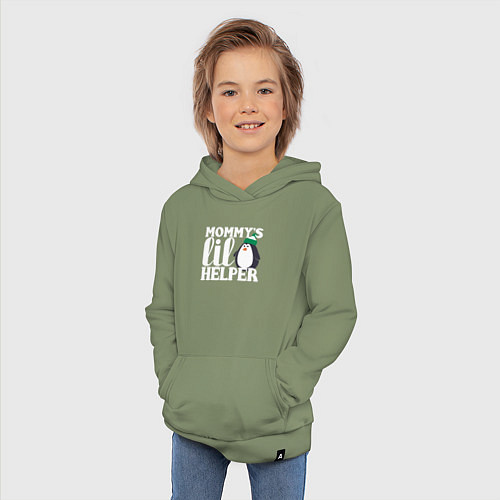Детская толстовка-худи Маленький мамин помощник / Авокадо – фото 3