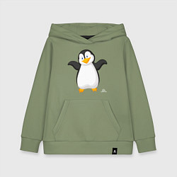 Толстовка детская хлопковая Веселый пингвин красивый, цвет: авокадо