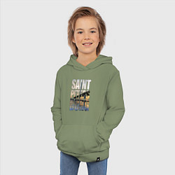 Толстовка детская хлопковая Санкт-Петербург вантовый мост, цвет: авокадо — фото 2
