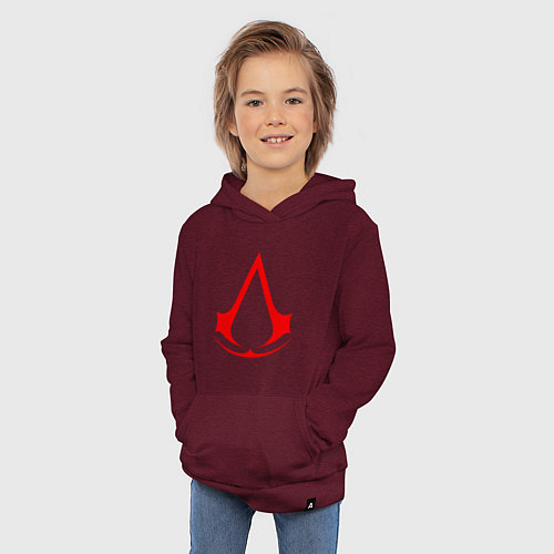 Детская толстовка-худи Red logo of assassins / Меланж-бордовый – фото 3