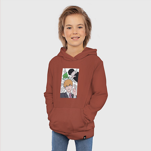 Детская толстовка-худи Моб Психо 100 Экубо дух / Кирпичный – фото 3