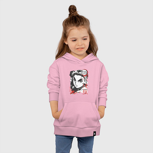 Детская толстовка-худи Клинок рассекающий демонов Ренгоку demon slayer / Светло-розовый – фото 4