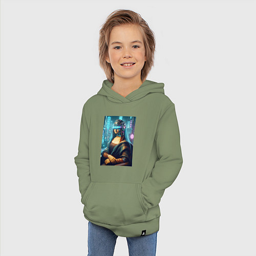 Детская толстовка-худи Gioconda - cyberpunk ai art fantasy / Авокадо – фото 3