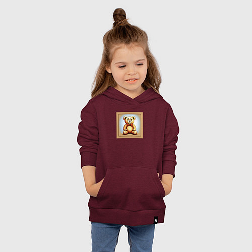 Детская толстовка-худи Просто медвежонок / Меланж-бордовый – фото 4