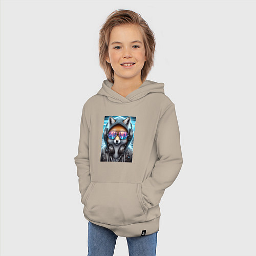 Детская толстовка-худи Urban fox - ai art / Миндальный – фото 3