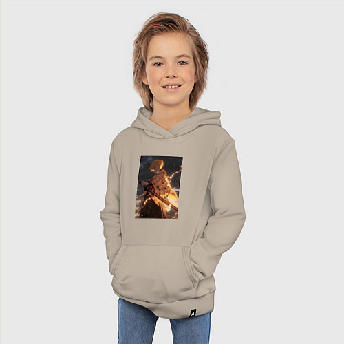Детская толстовка-худи Клинок, рассекающий демонов Дзэнъицу Агацума молни / Миндальный – фото 3