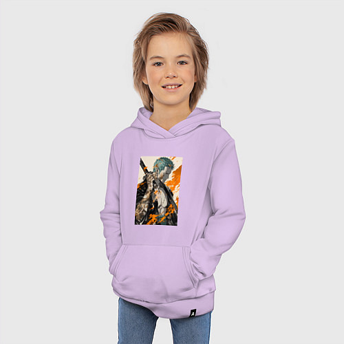 Детская толстовка-худи Ван-Пис Зоро Ророноа фехтовальщик / Лаванда – фото 3