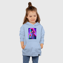Толстовка детская хлопковая Cyber skeleton of Bart Simpson - neon glow, цвет: мягкое небо — фото 2