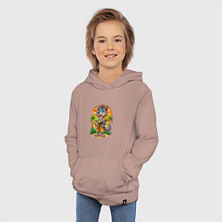 Толстовка детская хлопковая Волк с гитарой и жаркое лето, цвет: пыльно-розовый — фото 2