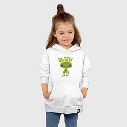 Толстовка детская хлопковая Зеленый человечек пришелец, цвет: белый — фото 2