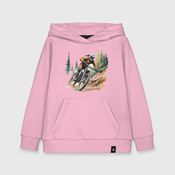 Толстовка детская хлопковая Велоспорт горный спуск, цвет: светло-розовый