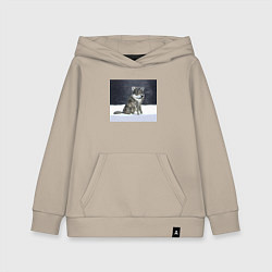 Толстовка детская хлопковая Волк ауффф мем, цвет: миндальный