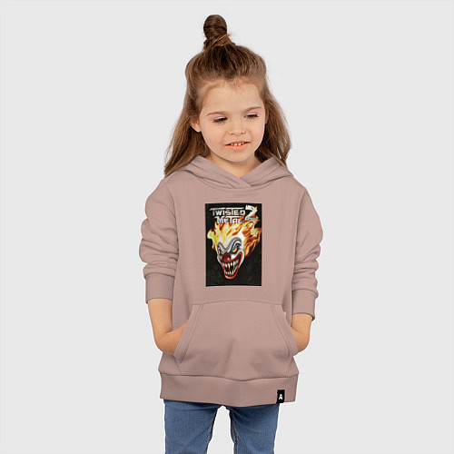 Детская толстовка-худи Twisted metal 2 - clown head / Пыльно-розовый – фото 4