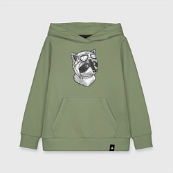 Толстовка детская хлопковая Енотик лётчик, цвет: авокадо