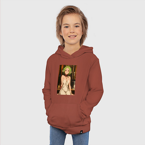 Детская толстовка-худи Реинкарнация безработного Сильфиетта вечернее плат / Кирпичный – фото 3