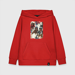 Толстовка детская хлопковая Мотокросс -акварель, цвет: красный