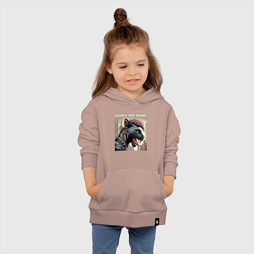 Детская толстовка-худи Cool panther - punks not dead / Пыльно-розовый – фото 4