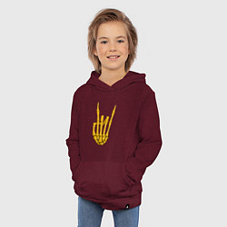 Толстовка детская хлопковая Golden skeleton hand, цвет: меланж-бордовый — фото 2