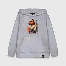 Толстовка детская хлопковая Capybara samurai - ai art fantasy, цвет: меланж