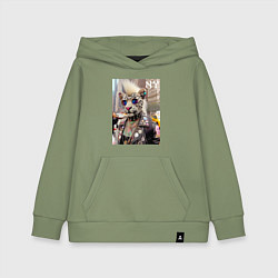 Толстовка детская хлопковая Леопард альбинос панк музыкант из Нью-Йорка - нейр, цвет: авокадо