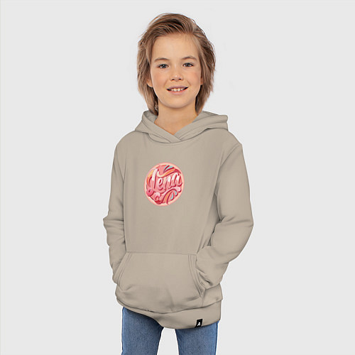 Детская толстовка-худи Лена, леттеринг / Миндальный – фото 3