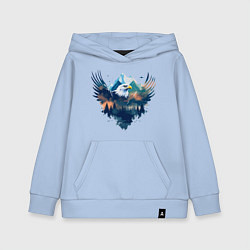 Толстовка детская хлопковая Орел среди леса и гор, цвет: мягкое небо