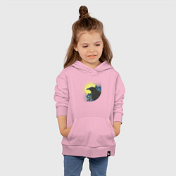 Толстовка детская хлопковая Чёрный ворон на ветке под луной, цвет: светло-розовый — фото 2