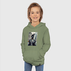 Толстовка детская хлопковая Молодая пантера - модница из Нью-Йорка, цвет: авокадо — фото 2