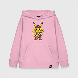 Толстовка детская хлопковая Пикачу рок звезда, цвет: светло-розовый