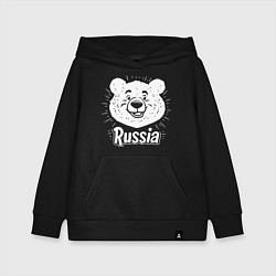 Толстовка детская хлопковая Россия и медведь, цвет: черный